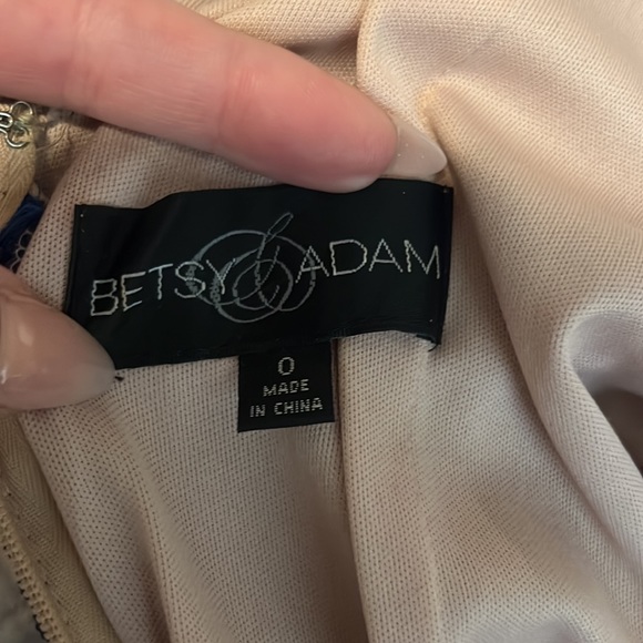 Betsy & Adam royal blue lace long evening gown black tie gala form fitting sz 0 - Picture 12 of 15